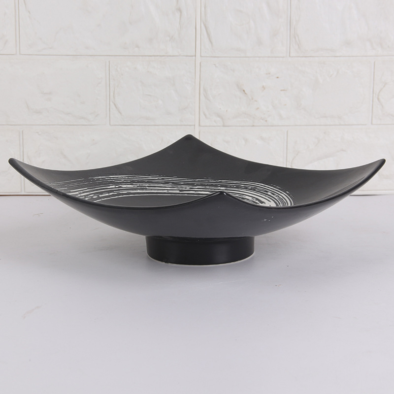 Retro de estilo japonés negro y rojo placa de cerámica plato de la casa restaurante japonés cena plato ensalada plato de fideos plato de frutas