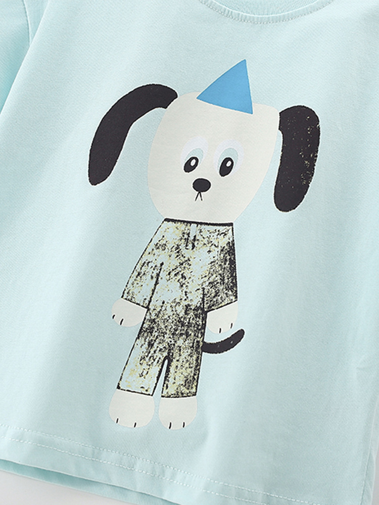 Malwee camiseta infantil de verano nuevo estilo europeo y americano de niños de media edad cuello redondo casual de manga corta impresión de aire extranjero chaqueta infantil