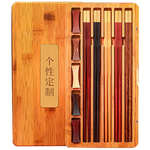 Home Redwood Chopsticks Set for Business Gifts, Moving Gift, Chinese Engraved Handkerchief