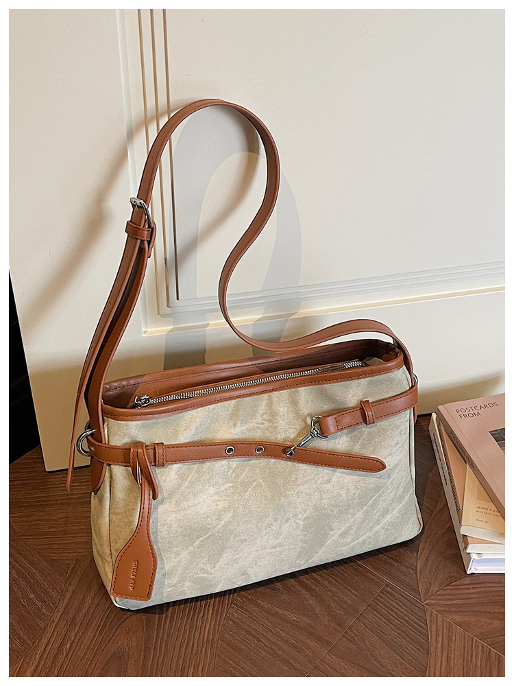 Borsa a spalla minimalista in camoscio elegante per donna_voghion.com
