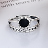 Fashionable double-layer digital enamel, one size ring, silver 925 sample, Korean style, on index finger