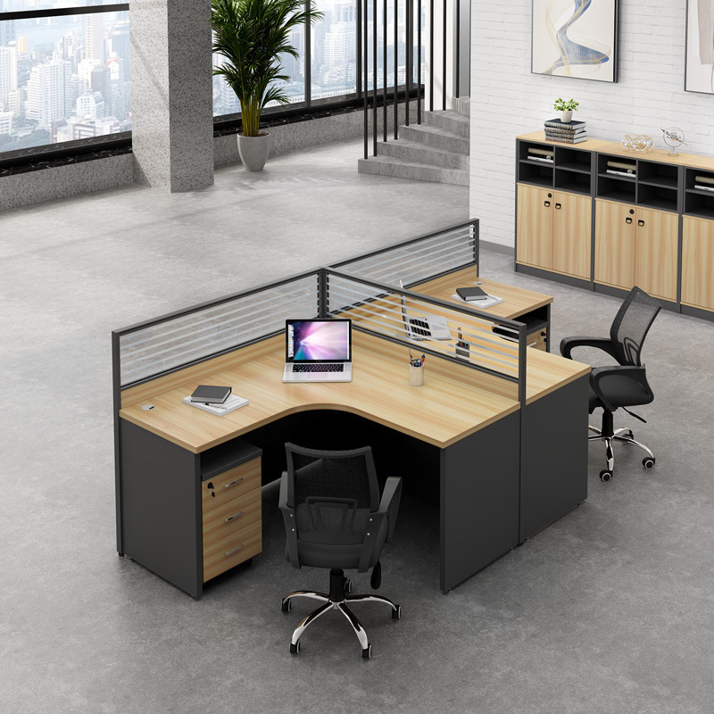 Customized Desk Glass Screen Work Station L-Shaped Desk Staff Office Card Holder Custom-Made Office Furniture Wholesale