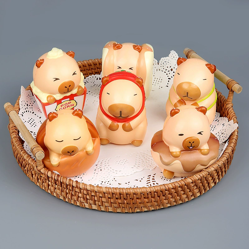 Креативная кепка-капибара с дельфином, милая игрушка для снятия стресса, медленно восстанавливающаяся игрушка из PU, украшение для рабочего стола, милый питомец