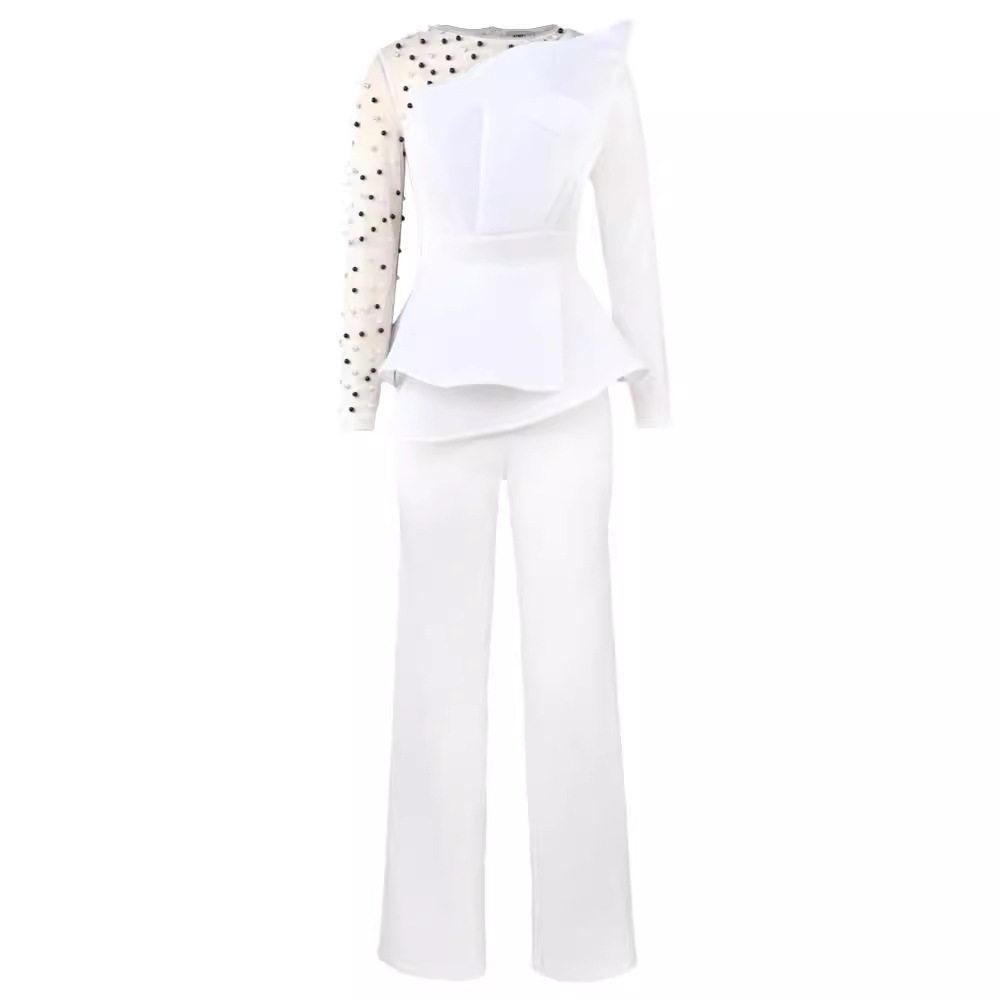 Women's Clothing Designer mesh beaded jumpsuit _voghion.com