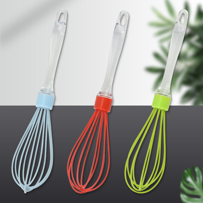 Batidor manual de color, mango de silicona transparente creativo, batidor de crema batida de harina, batidor de espuma