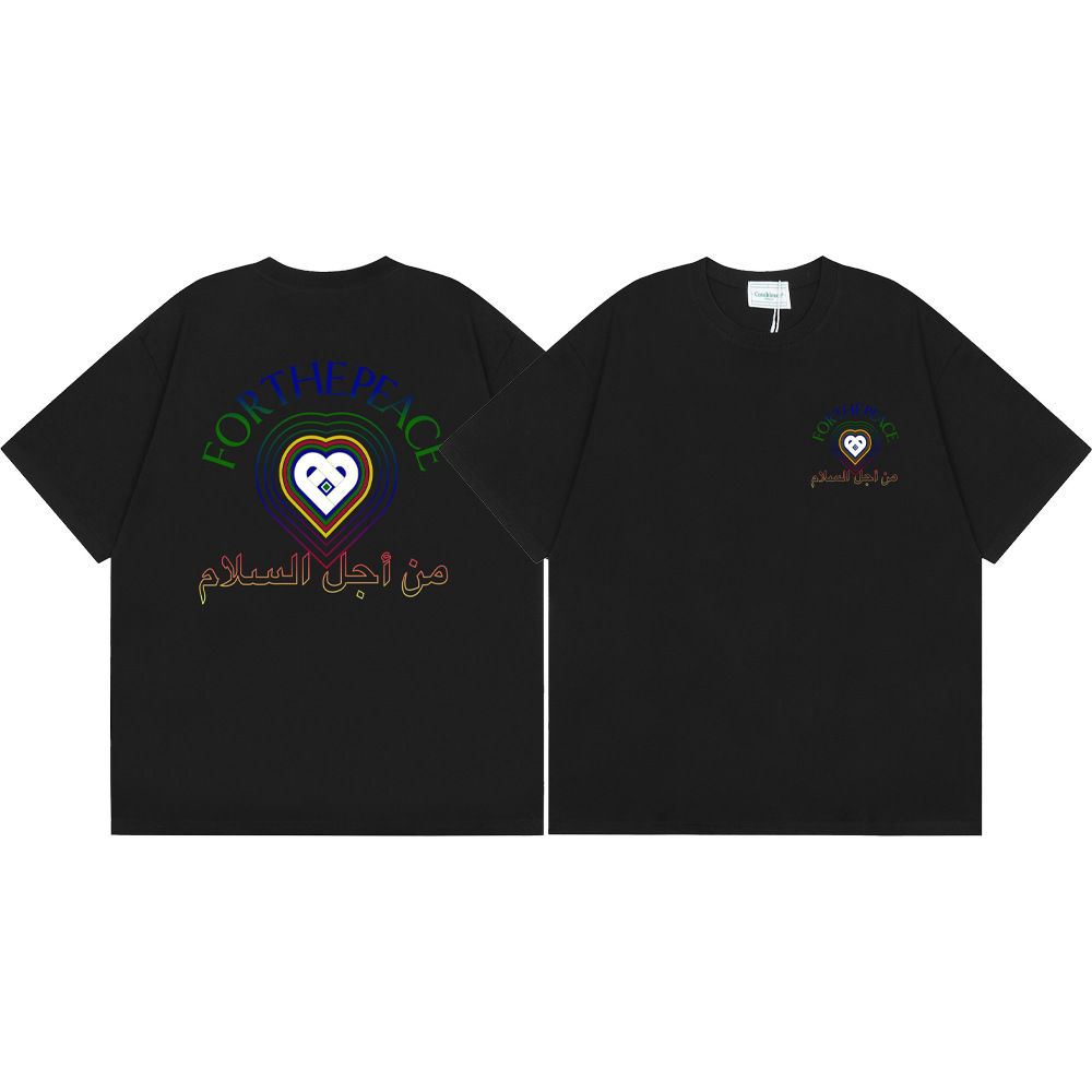 Casa Casablanca manga corta versión correcta ins camiseta de algodón casual de la marca de moda de nicho europea y americana de algodón de la calle