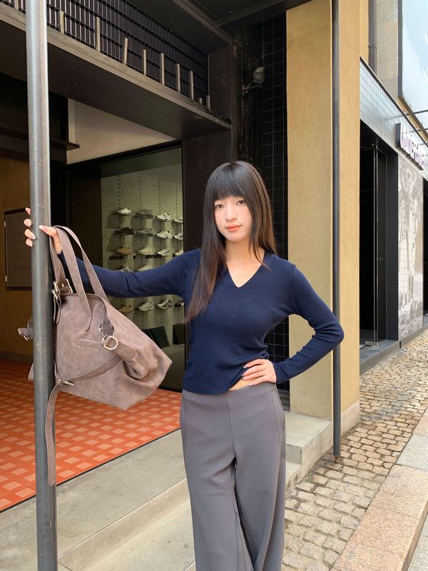 誉一新款2025秋季甜辣风领针织衫女百搭修身显瘦长袖上衣女c3090|undefined