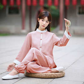 新款改良太极服套装练功服两件套中国风瑜伽疗愈服冥想疗愈服冥想