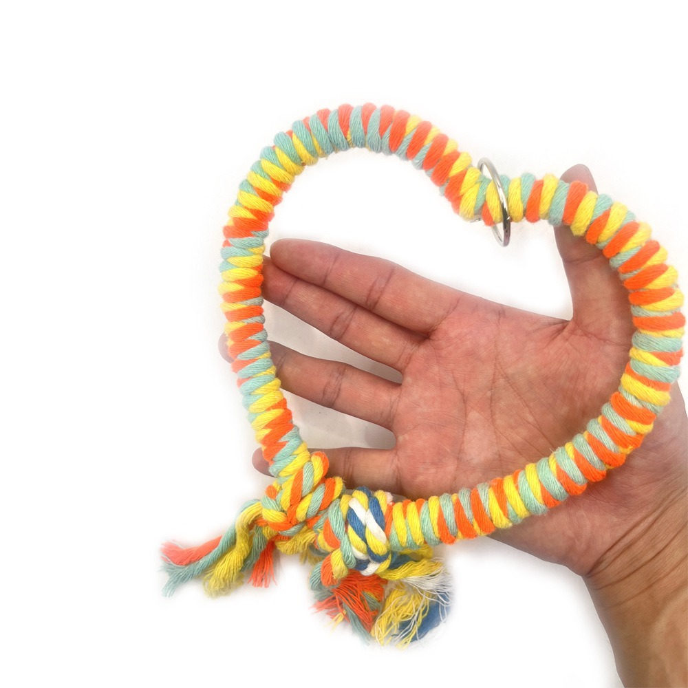 Amor cuerda de algodón en forma de corazón columpio colorido juguete para pájaros loro percha escalada boca de la estación marco de la jaula de pájaros accesorios de decoración al por mayor
