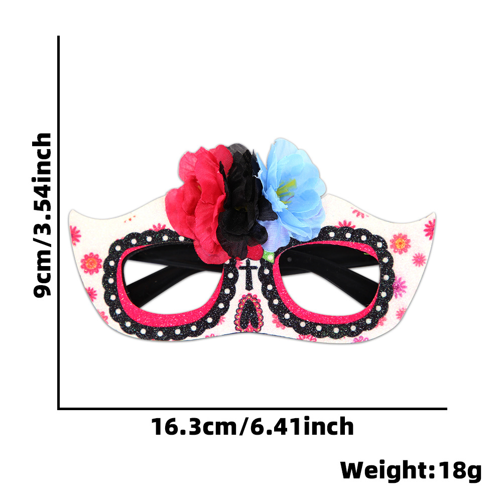 Nuevo día de muertos mexicanos máscara de mitad de cara para adultos niños fantasmas fiesta de maquillaje flores esqueleto gafas de fotos