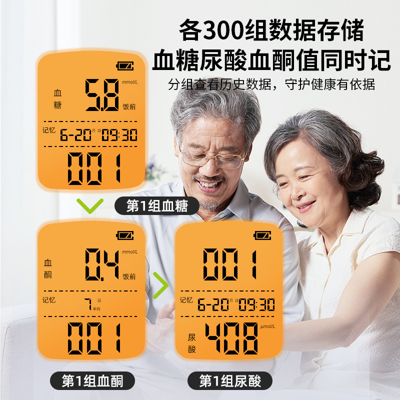 海氏海诺血糖仪医用语音免调码全自动血酮尿酸检测一体机家用精准|undefined