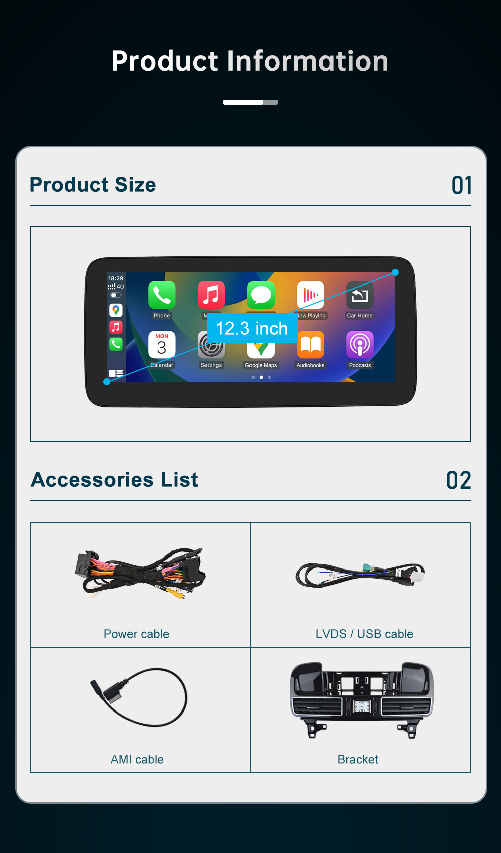 RoadTop Wireless CarPlay Screen For Mercedes Benz ML W166 GL X166 NTG4.5 Display