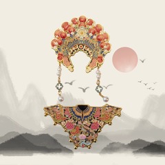 京劇冷蔵庫マグネット、創造的な中国風、穆桂英の冠と雲肩の装飾、文化創造、中国の新潮流