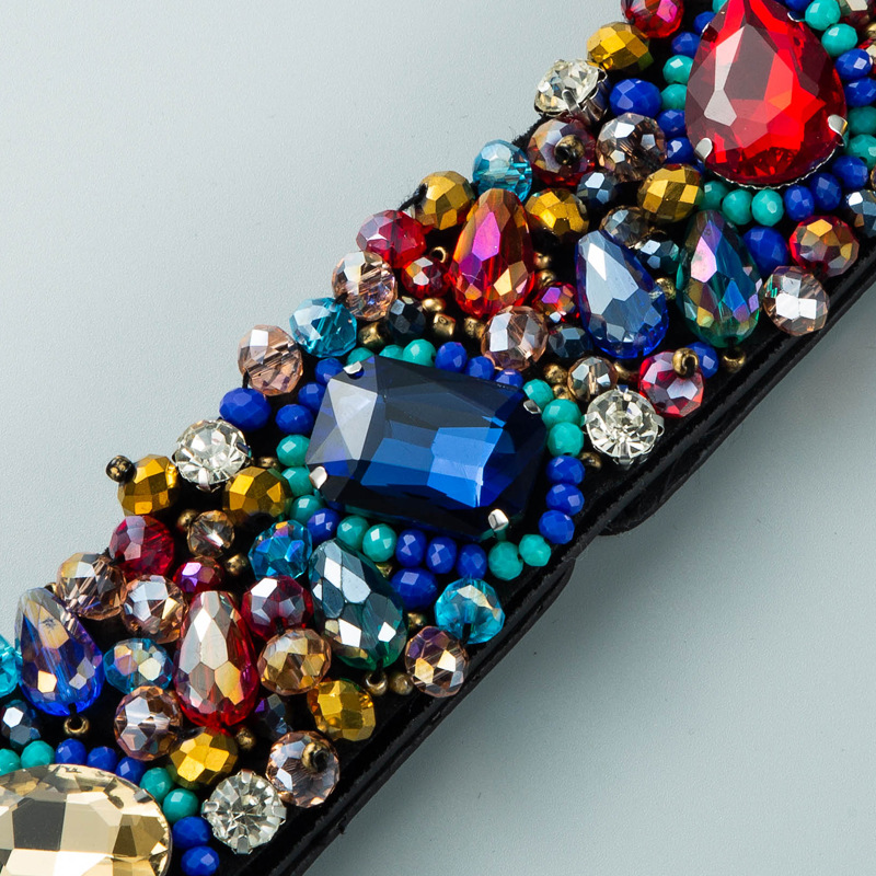 Mode Elastischer Stoff Farbe Kristall Dekorativer Gürtel Großhandel Nihaojewelry display picture 8