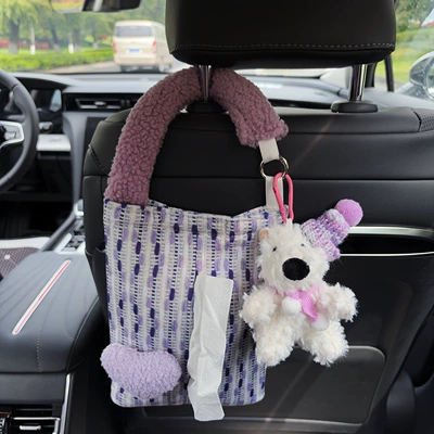 and trash bin 2-in-1, West Highland: Car tissue box/set - purple-heart-fabric-hanging-tissue-bag-west-highland