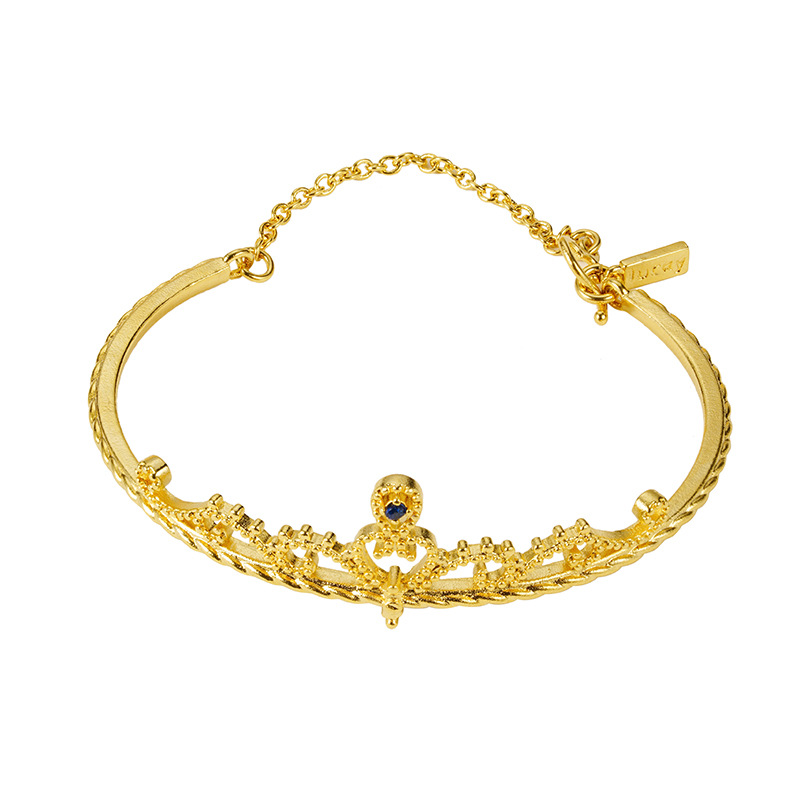 Brazalete de corona de oro de estilo europeo y americano tallado aleación de cobre no se desvanecerá joyería Yiwu al por mayor