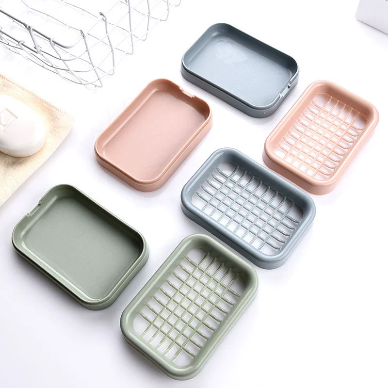Drying rack, double-layer fashionable plastic handheld soap holder for traveling