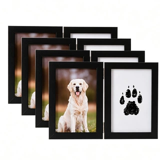 4x6 Hinged Double Photo Frame, Black Foldable Dual Picture