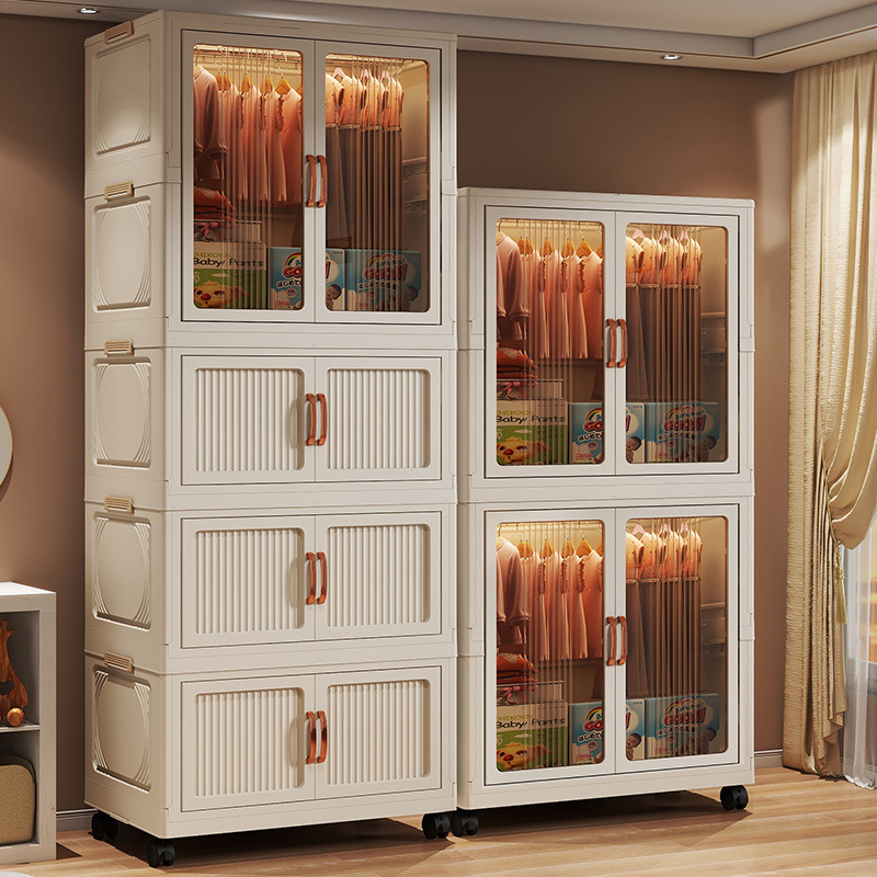 Gabinete de almacenamiento de ropa para bebés sin instalación, armario simple para bebés, armario pequeño para niños, armario de plástico casero para bocadillos