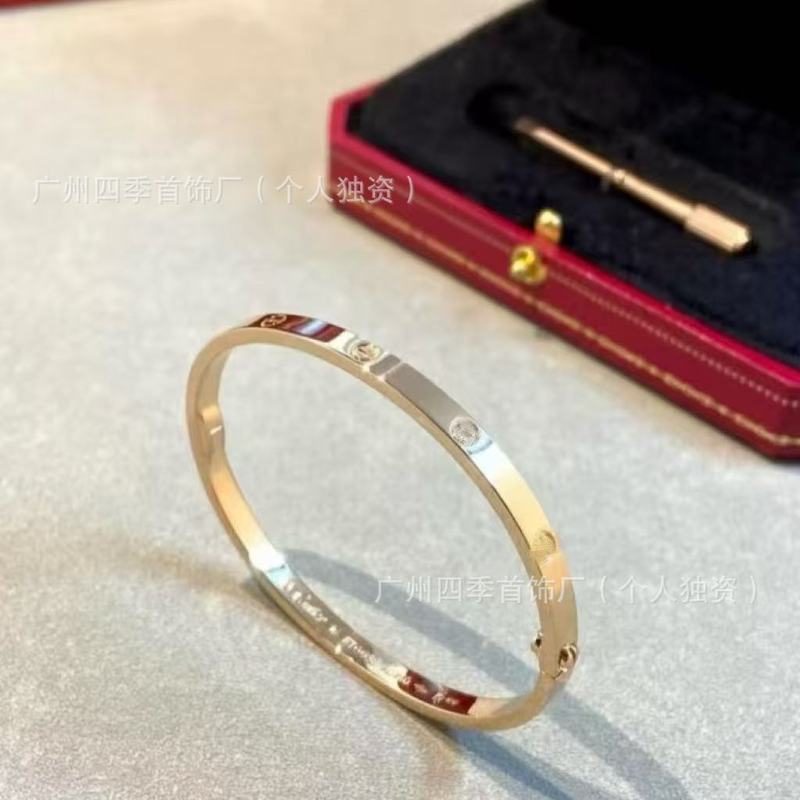 高版卡家经典LOVE满天星手镯CNC男女手环玫瑰金厚镀18K金满钻V金|undefined