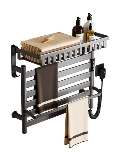 Carbon fiber electric heating towel rack smart dry without drilling heating bath towel bar bathroom storage rack