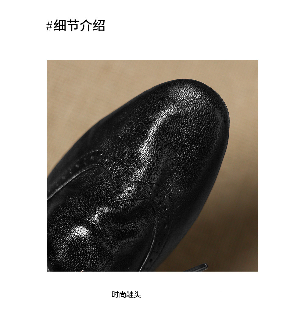 Giày loafer nữ da cừu buộc dây phong cách vintage, gót thấp vuông — màu nâu chi tiết 13