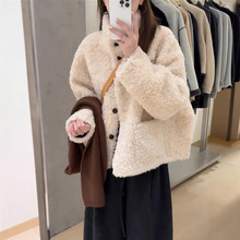 韩系复古羊羔毛皮毛一体外套女2025秋冬新款气质百搭显瘦毛毛上衣