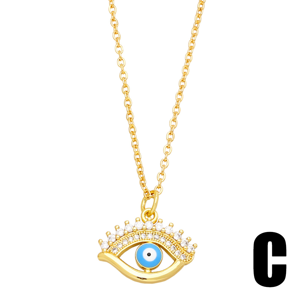 Fashion Eye Copper Inlay Zircon Pendant Necklace 1 Piece