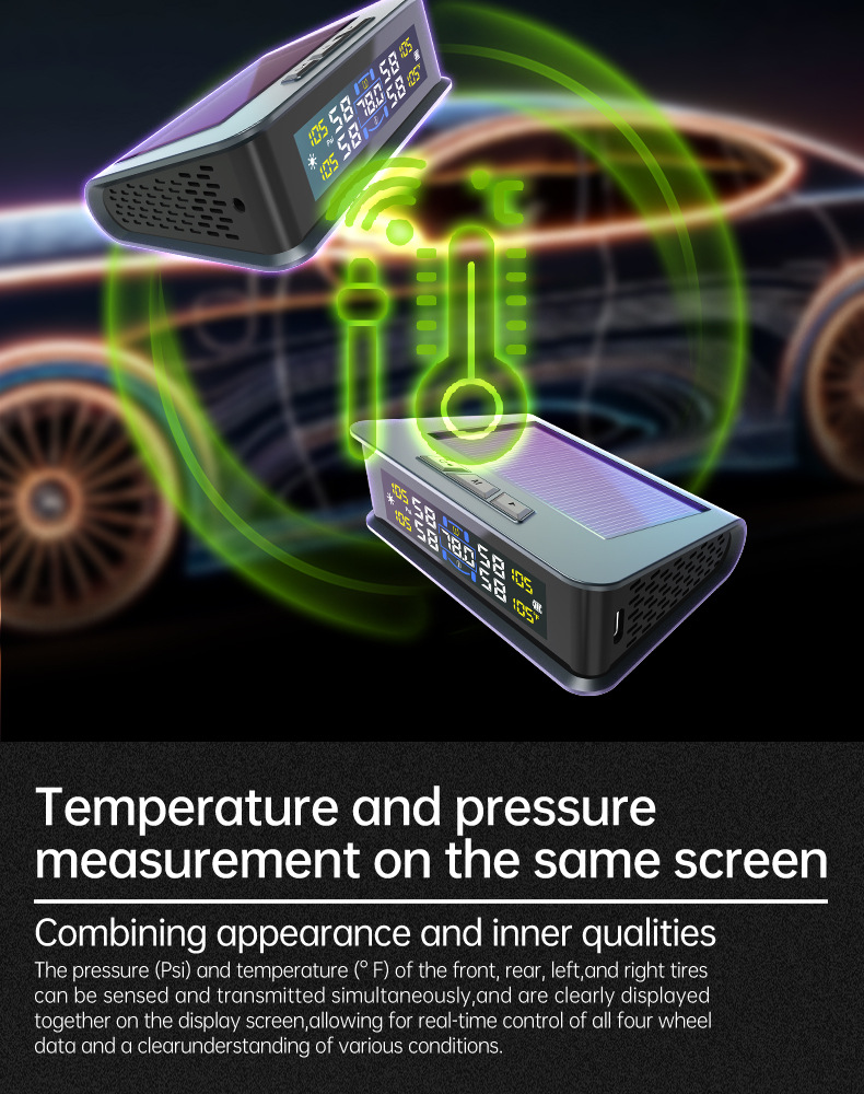 Solar-Powered Tire Pressure Monitoring Tire Pressure Monitor Tpms Tire Pressure Detection Tire Pressure Detector Cross-Border E-Commerce
