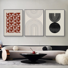 Abstract Line Living Room Triple Decorative Painting Nordic Art Sofa Background Wall Hanging Picture Geometric Minimalist Restaurant Wall Art