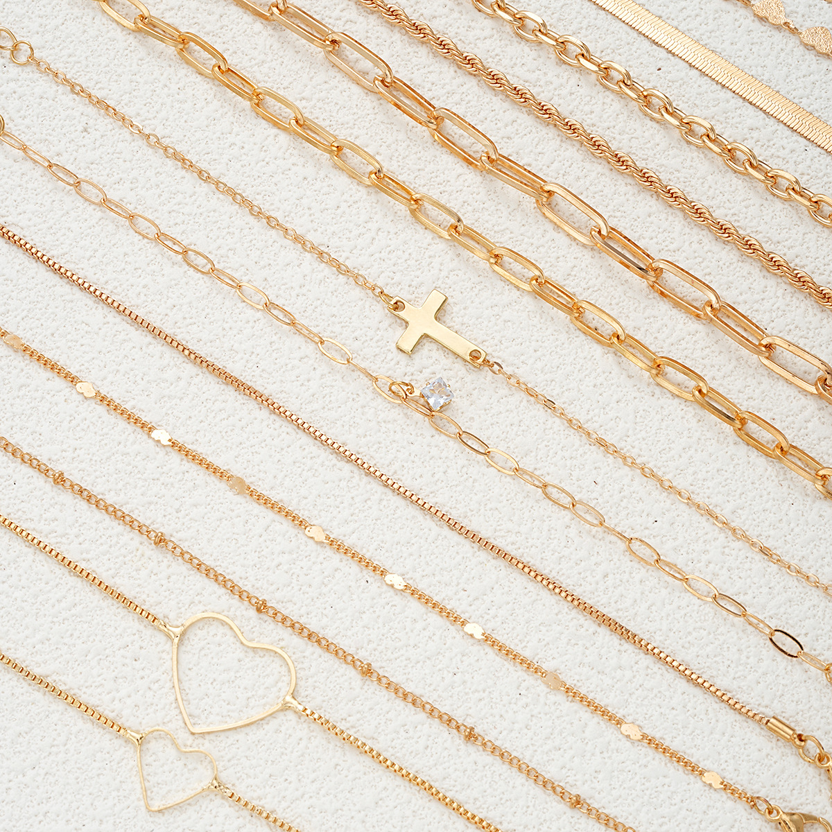 Nieuwe niche mode creatieve ronde liefde kruis armband 14-delige set ontwerp ketting armband_voghion.com