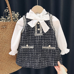 2023 Spring and Autumn New Girls' Vest Skirts Baby Girls' Fashionable Small Fragrance Style Skirts Children's Autumn Clothes Y41