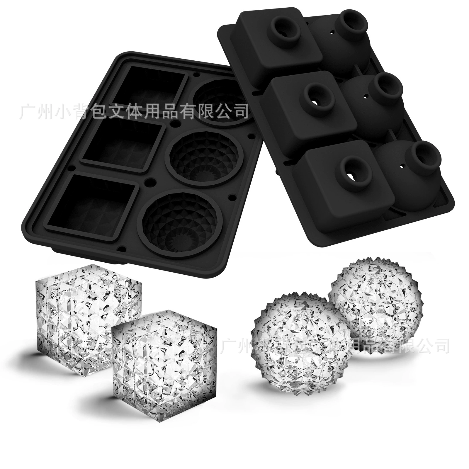 Новая 6-звенная алмазная форма для льда, быстрозамороженная квадратная форма для кубиков льда, пищевой силикон, поставляется с воронкой, шарообразная форма для льда