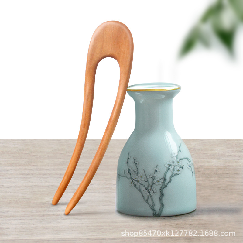 Horquilla de madera de melocotón palillos hechos a mano estilo antiguo ahora simple de alto grado sándalo verde updo accesorios para novia