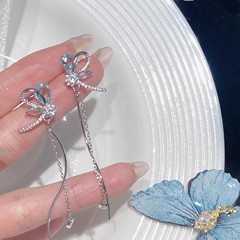 轻奢仙气蝴蝶流苏耳饰蚊香盘耳夹耳钉耳环精致清冷感