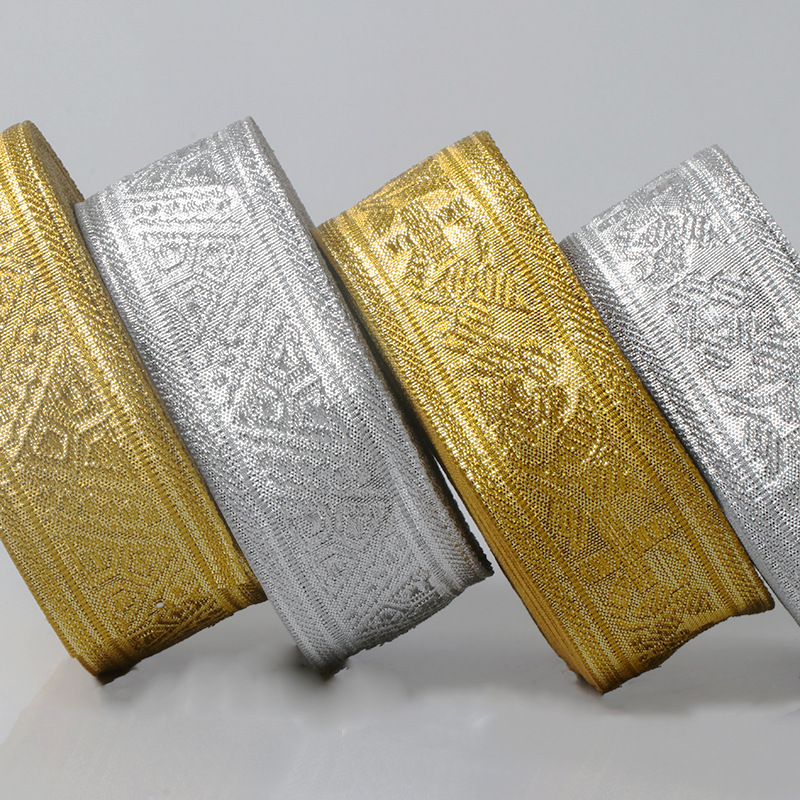 2.5cm 4cm涤纶金银丝线提花织带古装民族风花边带服装辅料