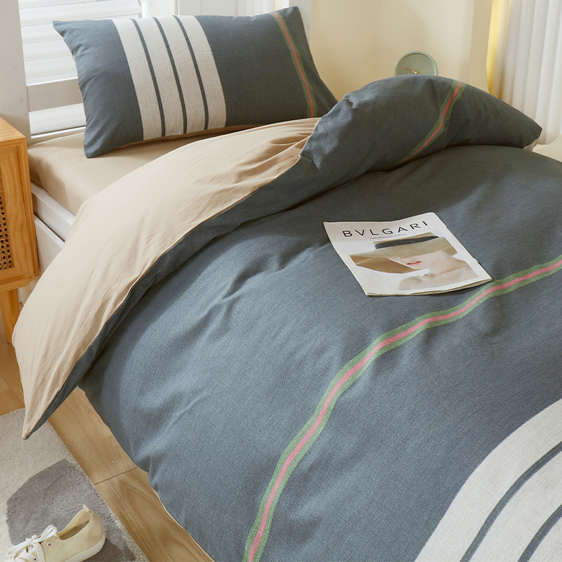 Ropa de cama de tres piezas para dormitorio de estudiantes universitarios, juego de cuatro piezas de algodón puro, funda de edredón de sábana individual 100% algodón
