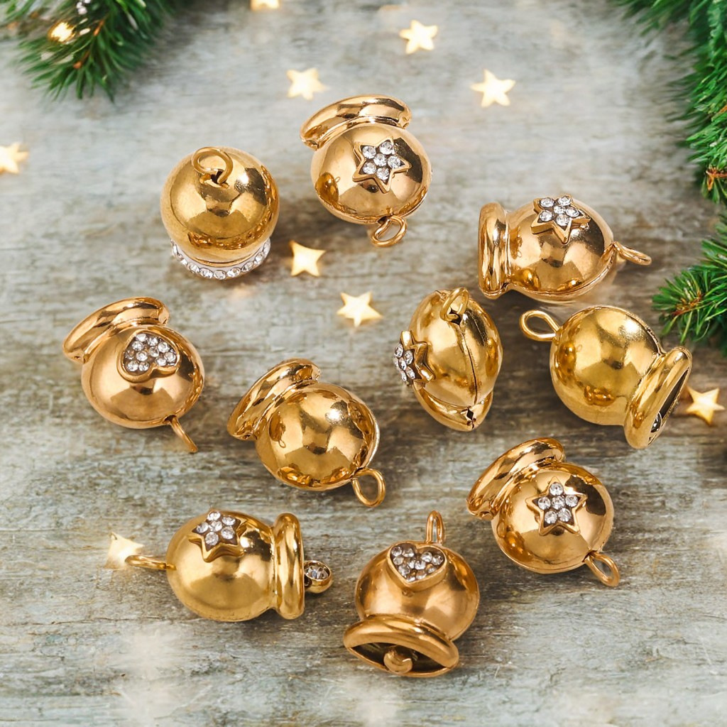 Joyas de acero inoxidable decoración de Navidad campana metálica DIY colgante de pulsera de acero de titanio colgante de joyas impermeables al por mayor
