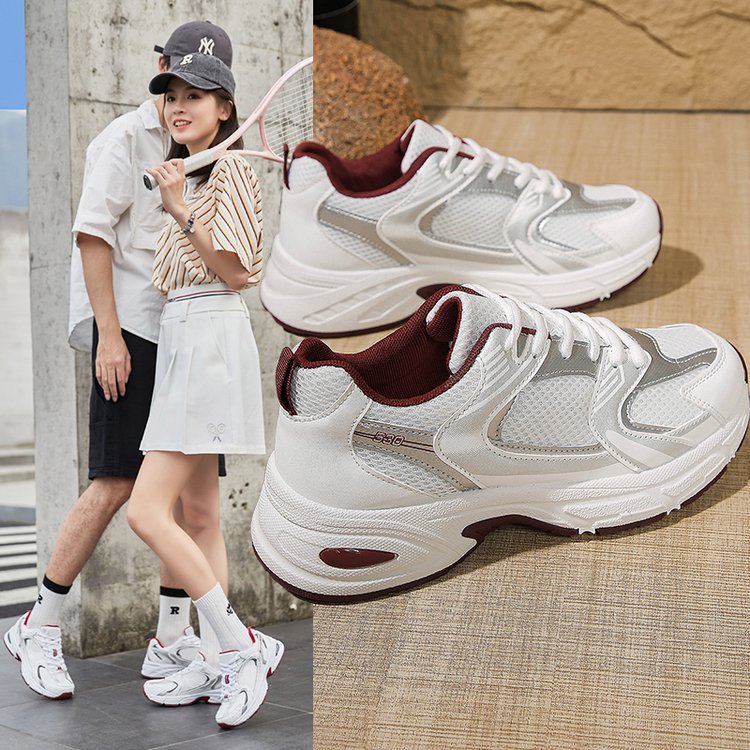 外贸大码45码厚底运动鞋女2025新款夏季网面老爹鞋情侣款跑步鞋