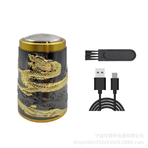 Black gold dragon pattern shaver head with 6 blades