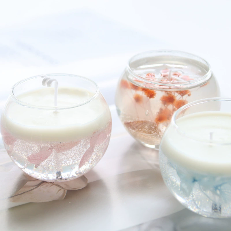 Meimuer прозрачная маленькая шарообразная стеклянная творческая DIY jelly воск засушенный цветок ароматическая свеча чашка