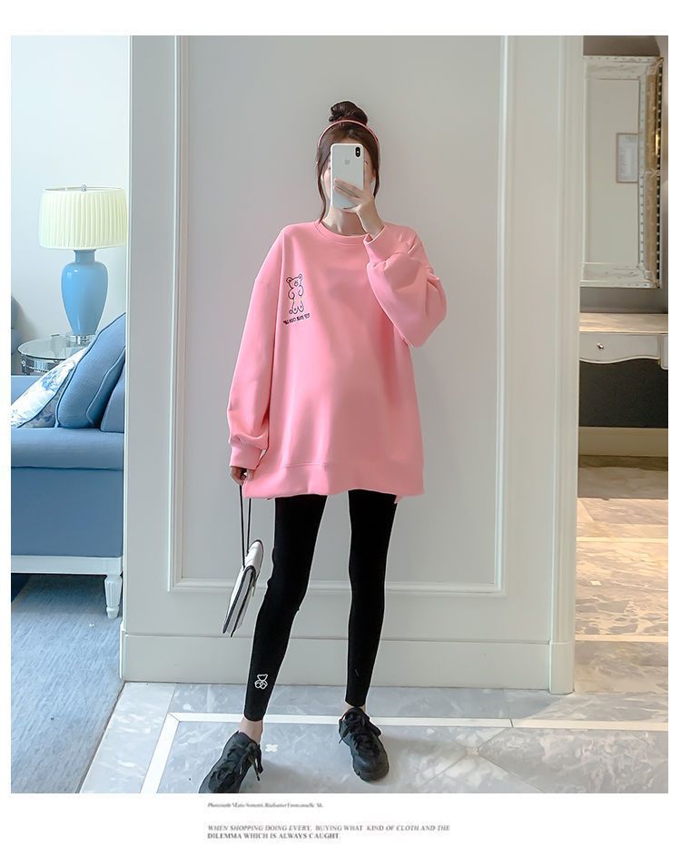 Maternity Autumn Fake Two Tops And Sweaters For Pregnant Women Cartoon Pattern Hoodies For Nursing Mothers Breastfeeding Poleron