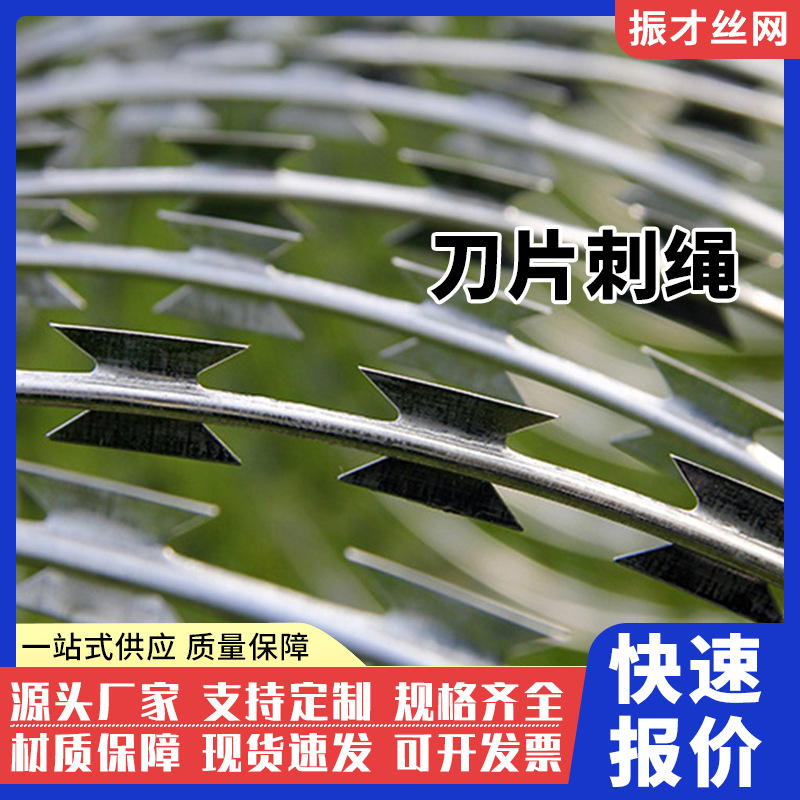 304不锈钢刀片刺绳 防攀爬防盗刀片刺丝热镀锌刺丝防爬刀片刺绳