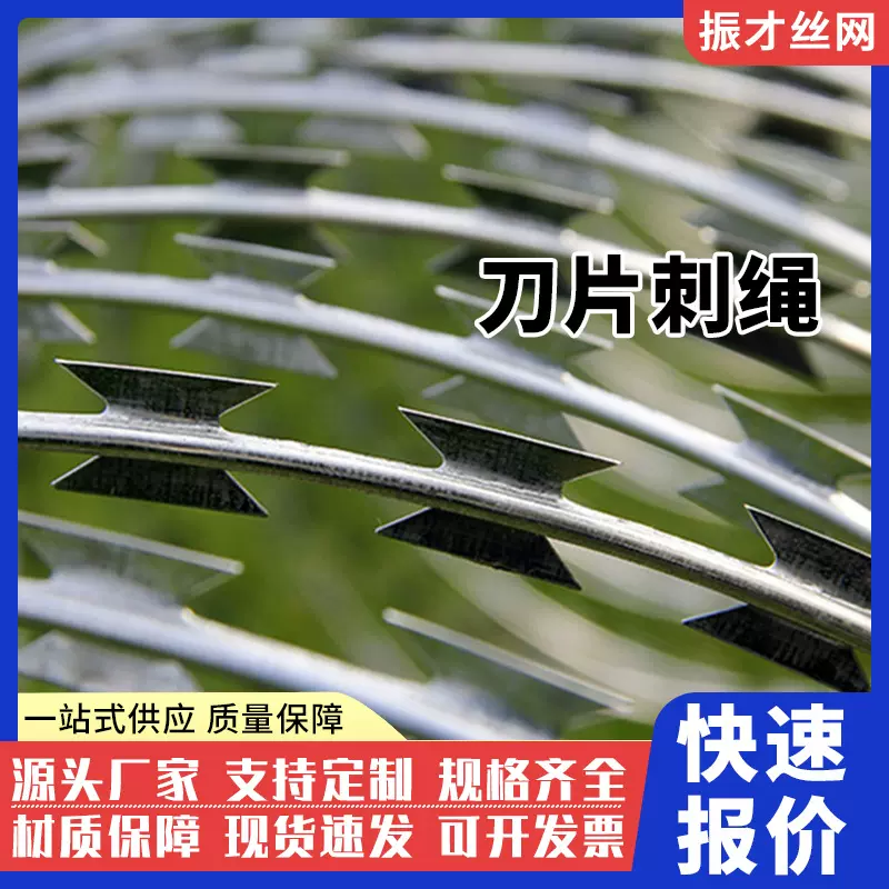 304不锈钢刀片刺绳 防攀爬防盗刀片刺丝热镀锌刺丝防爬刀片刺绳