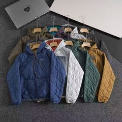 原厂品质pata巴塔复古菱纹飞行员休闲轻量防风保暖连帽衫棉服情侣