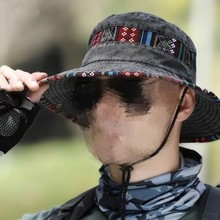登山帽民族风复古牛仔帽春秋男女百搭渔夫帽子户外防晒钓鱼帽子