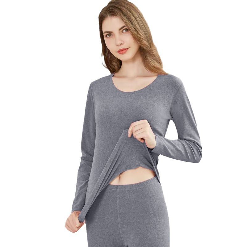 Ropa interior caliente sin marca otoño invierno grueso camiseta de fondo apretada de lana de doble cara chaqueta de otoño conjunto de pantalones de otoño
