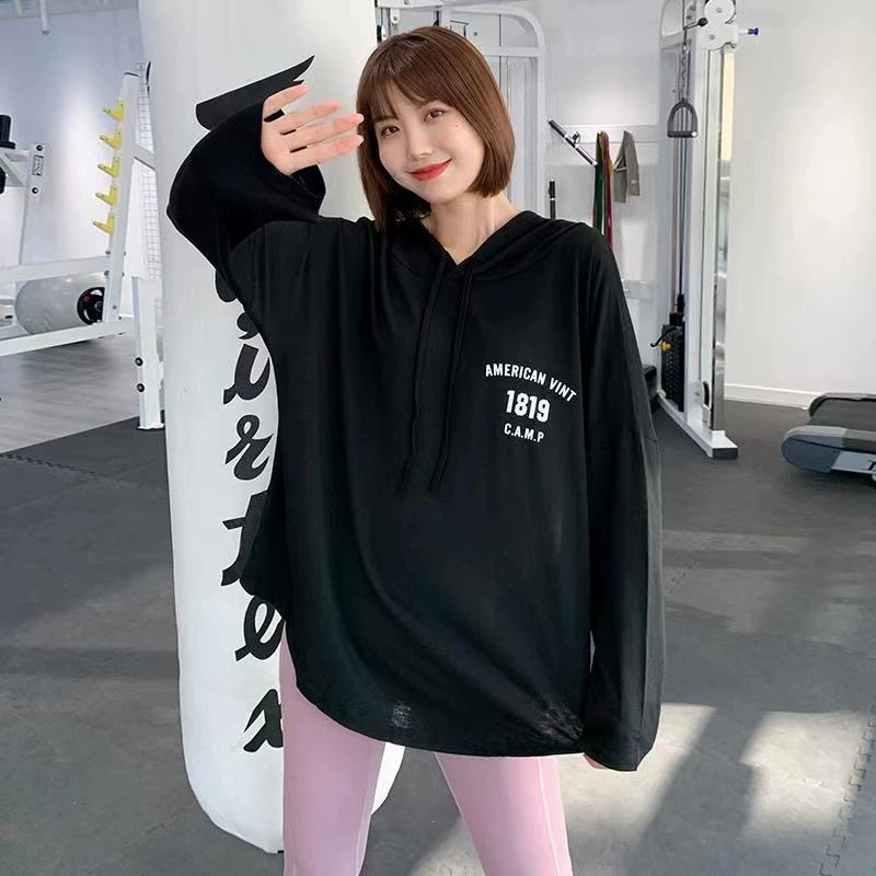 Весенне-осенняя свободная женская одежда для фитнеса большого размера, одежда для йоги, топы, быстросохнущая одежда для бега, спортивная футболка с длинными рукавами для похудения