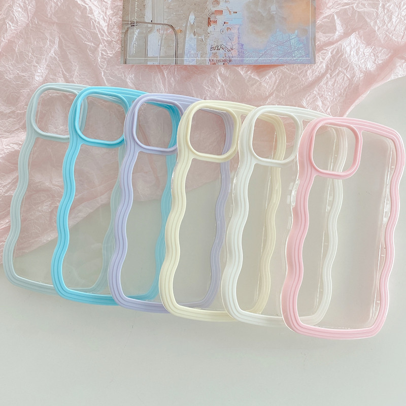 Creative Wavy Edge Iphone17Promax Mobile Phone Case 16 Suitable for 15 Apple 14 Pure Color 12 Two-In-One 13/X
