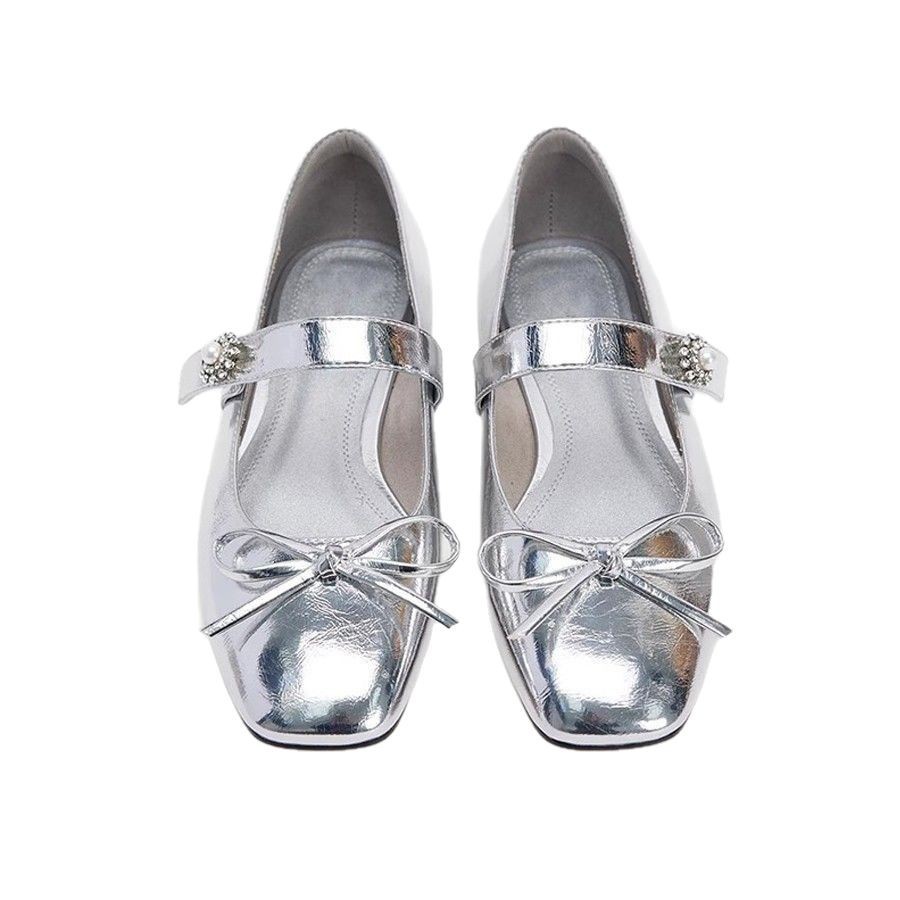 UR2025 primavera nuevo estilo francés noche viento arco espejo Mary Jane zapatos de mujer de tacón grueso UAYS50009